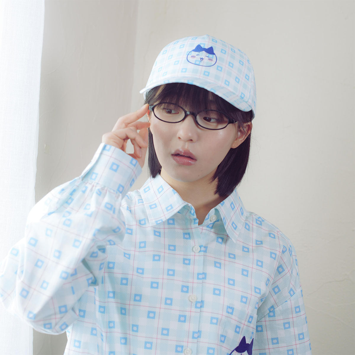 치이카와 체크 시리즈 CAP 하치와레 블루