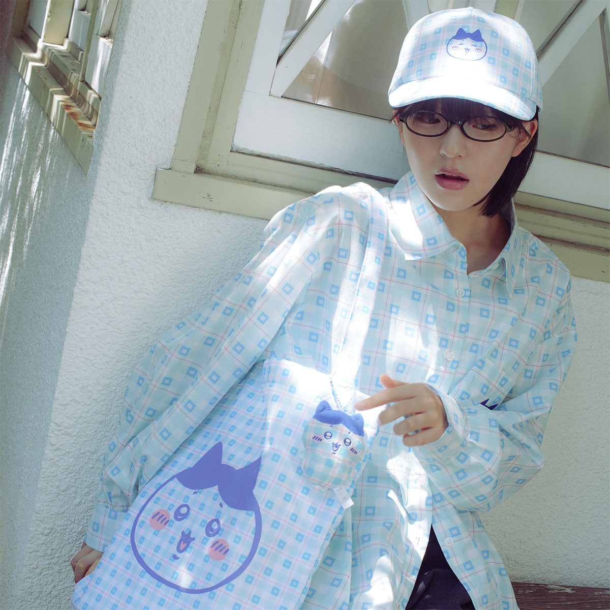 치이카와 체크 시리즈 CAP 하치와레 블루