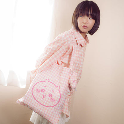 吉伊卡哇 格子系列手提袋 (附吊飾) 吉伊卡哇 粉紅色