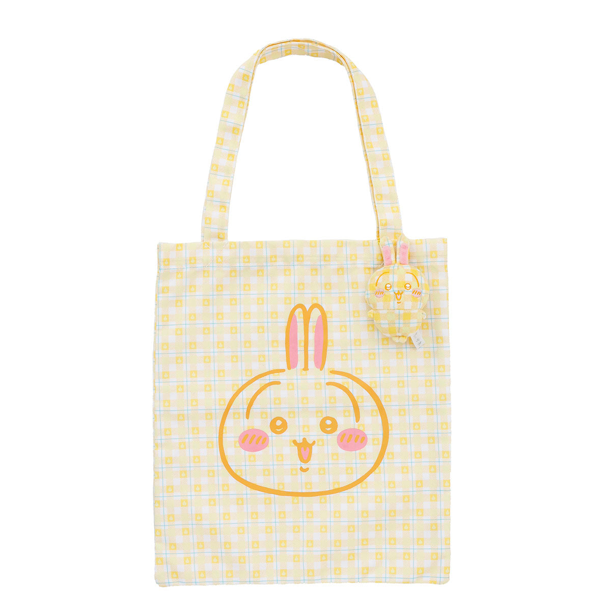 ちいかわ チェックシリーズ トートバッグ（チャーム付き）うさぎ イエロー