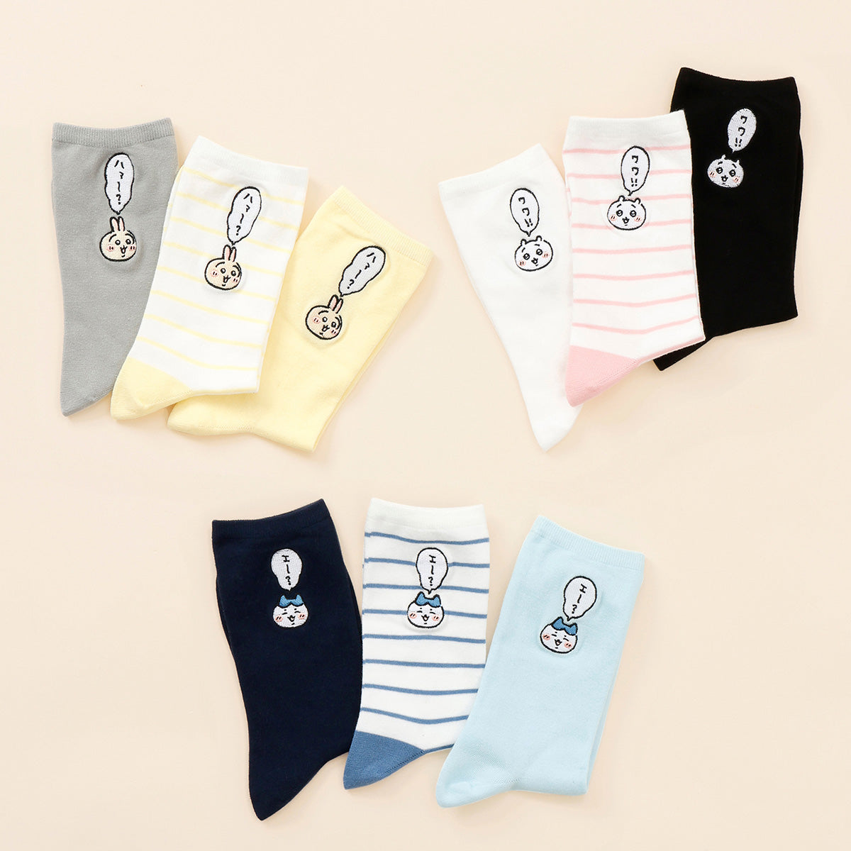 Chiikawa Crew Socks One-Point Embroidery Hachiware Sax