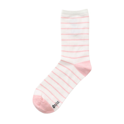 ちいかわ クルーソックス ワンポイント刺繍 ちいかわボーダー ピンク