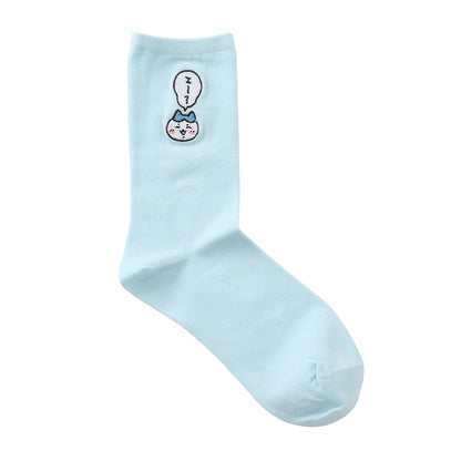 Chiikawa Crew Socks One-Point Embroidery Hachiware Sax