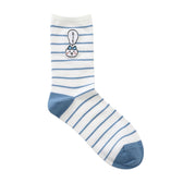 Chiikawa Crew Socks One-Point Embroidery Hachiware Border Blue