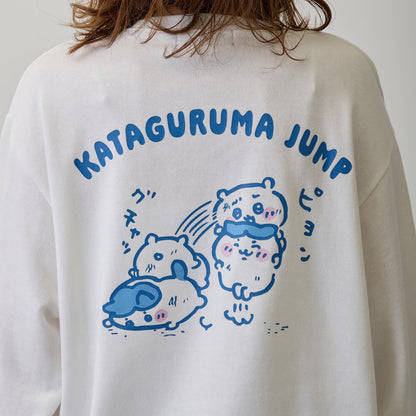 치이카와 맨투맨 티셔츠 목마 점프 화이트