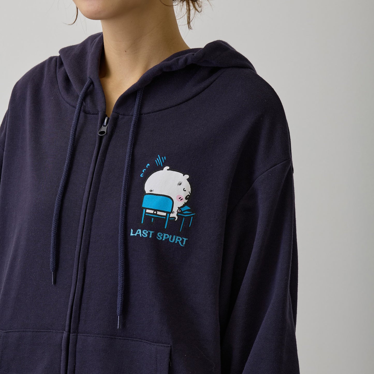 치이카와 집업 후드티 시험이다 네이비