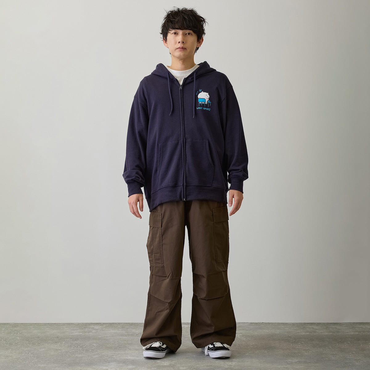 Chiikawa Zip-up Hoodie "It's the Exam!" Navy