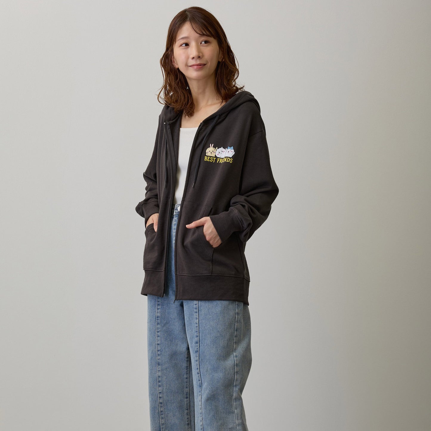 치이카와 집업 후드티 사이좋은 트리오 스미