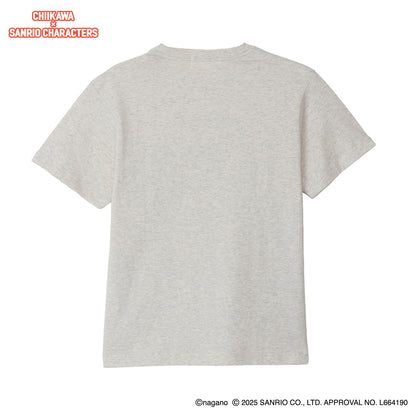 ちいかわ×サンリオキャラクターズ スーパーマーケットなTシャツ ハチワレ・ハローキティ アッシュ