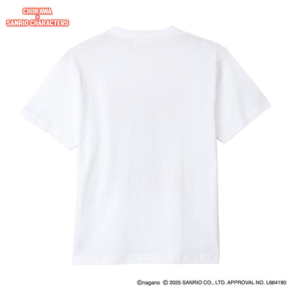 ちいかわ×サンリオキャラクターズ スーパーマーケットなTシャツ うさぎ・ポムポムプリン ホワイト