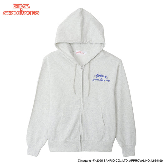 Chiikawa × Sanrio Characters Zip-up Hoodie Supermarket Everyone Ash