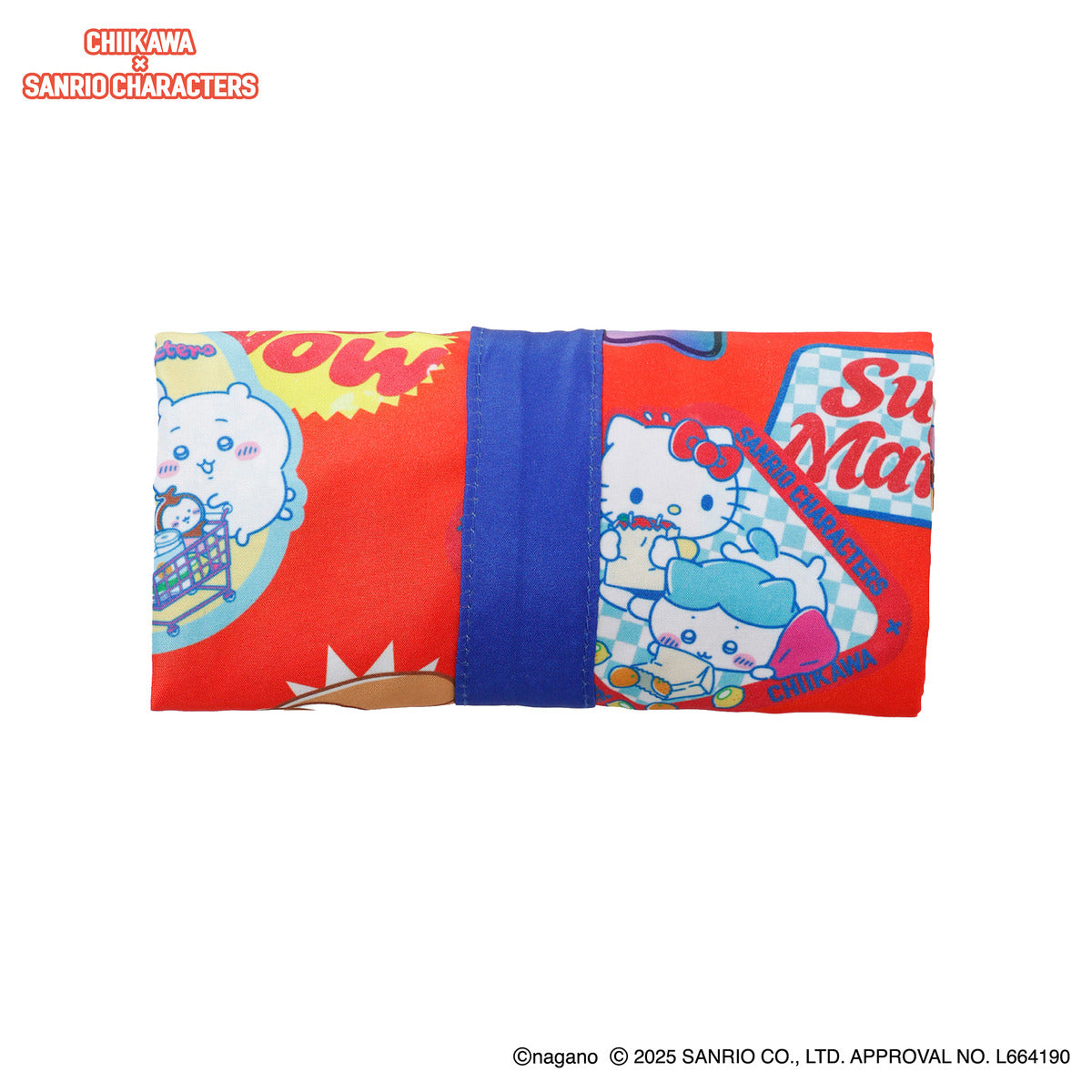 Chiikawa × Sanrio Characters Eco Bag Supermarket Sticker Pattern Orange