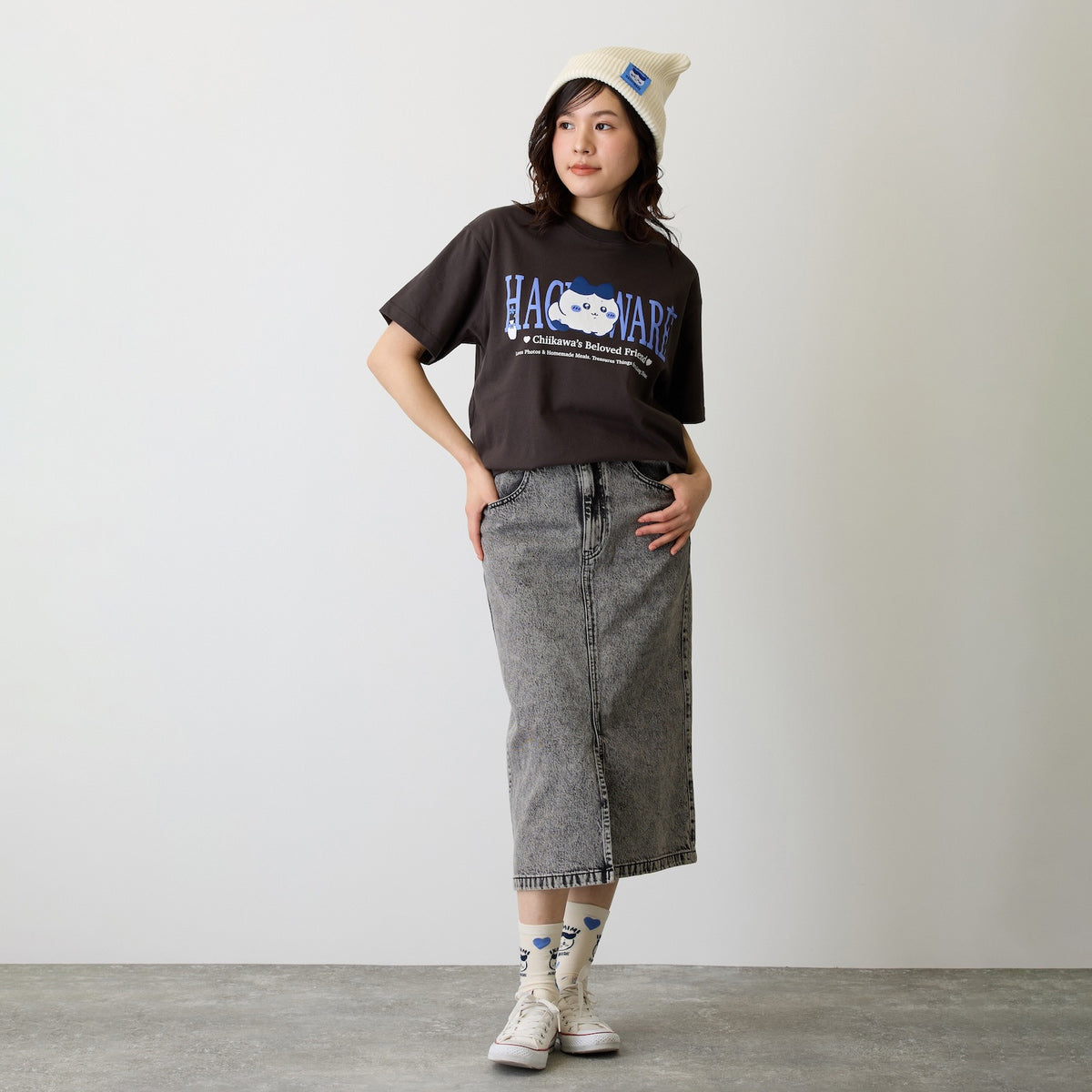 치이카와 T셔츠 (가르마 시리즈 / 차콜)