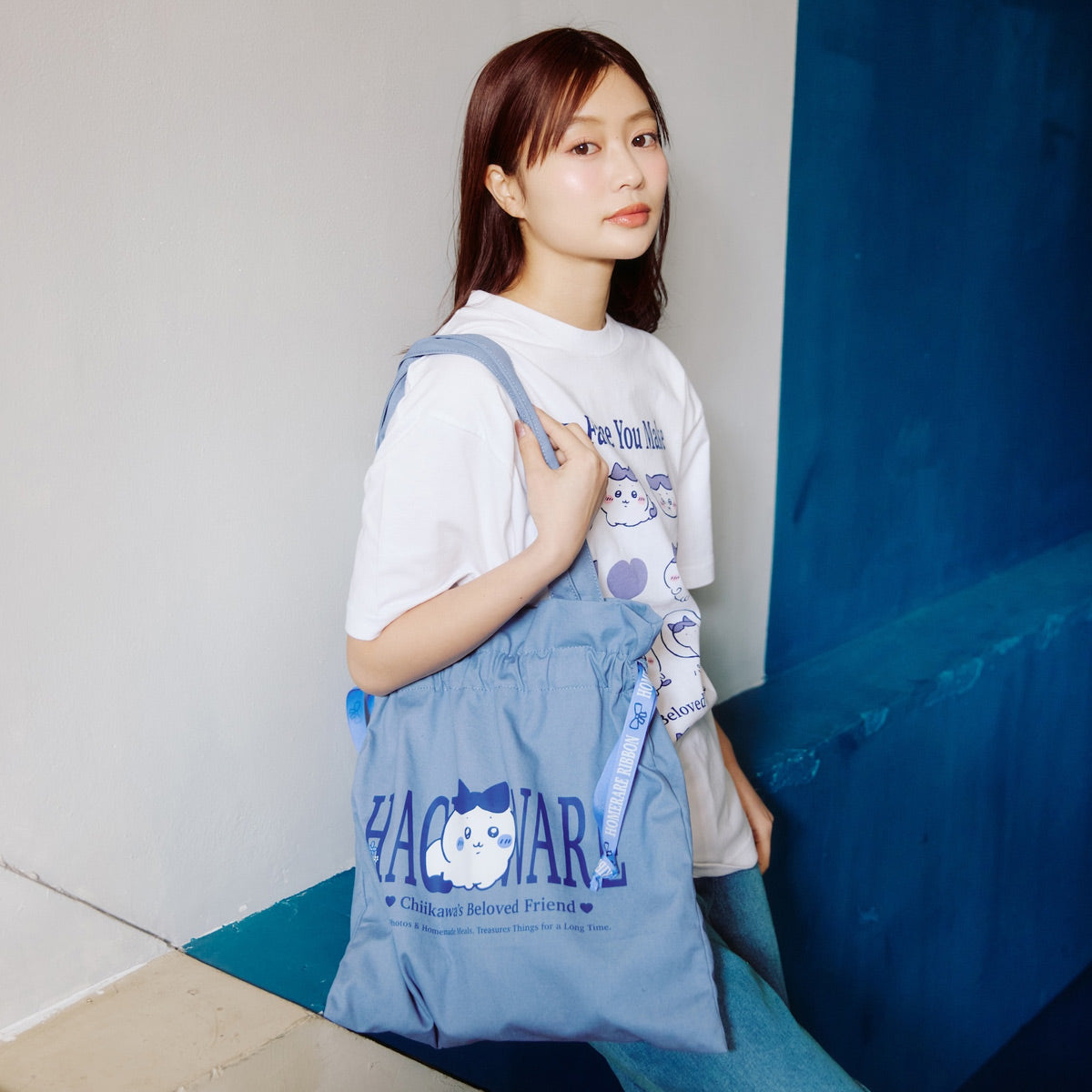 ちいかわ トートバッグ ハチワレシリーズ サックス