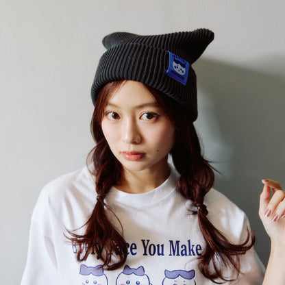 吉伊卡哇 针织帽 (哈奇喵系列 / 炭黑)