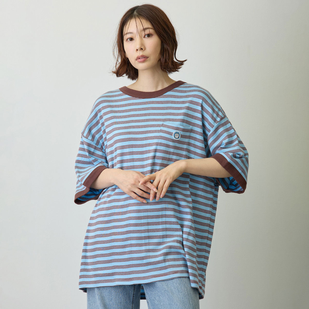 ちいかわ ビッグシルエットポケットTシャツ Robert P.Miller×Talking ハチワレ BLUEBERRY