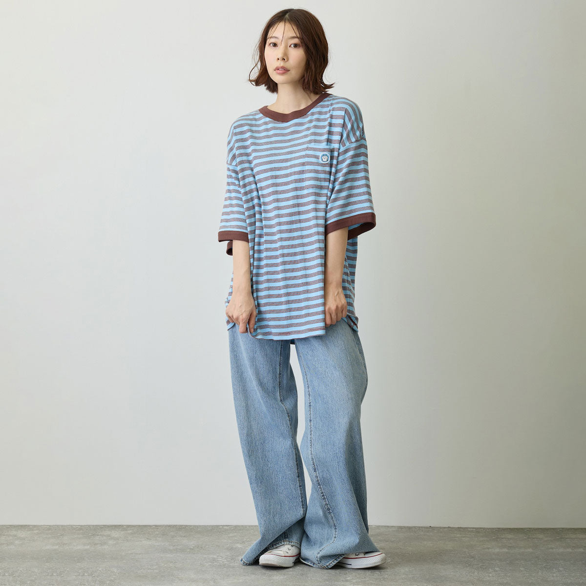 ちいかわ ビッグシルエットポケットTシャツ Robert P.Miller×Talking ハチワレ BLUEBERRY