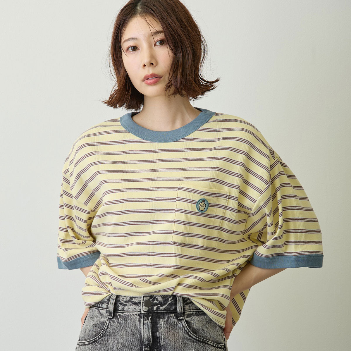 ちいかわ ビッグシルエットポケットTシャツ Robert P.Miller×Talking うさぎ BANANA