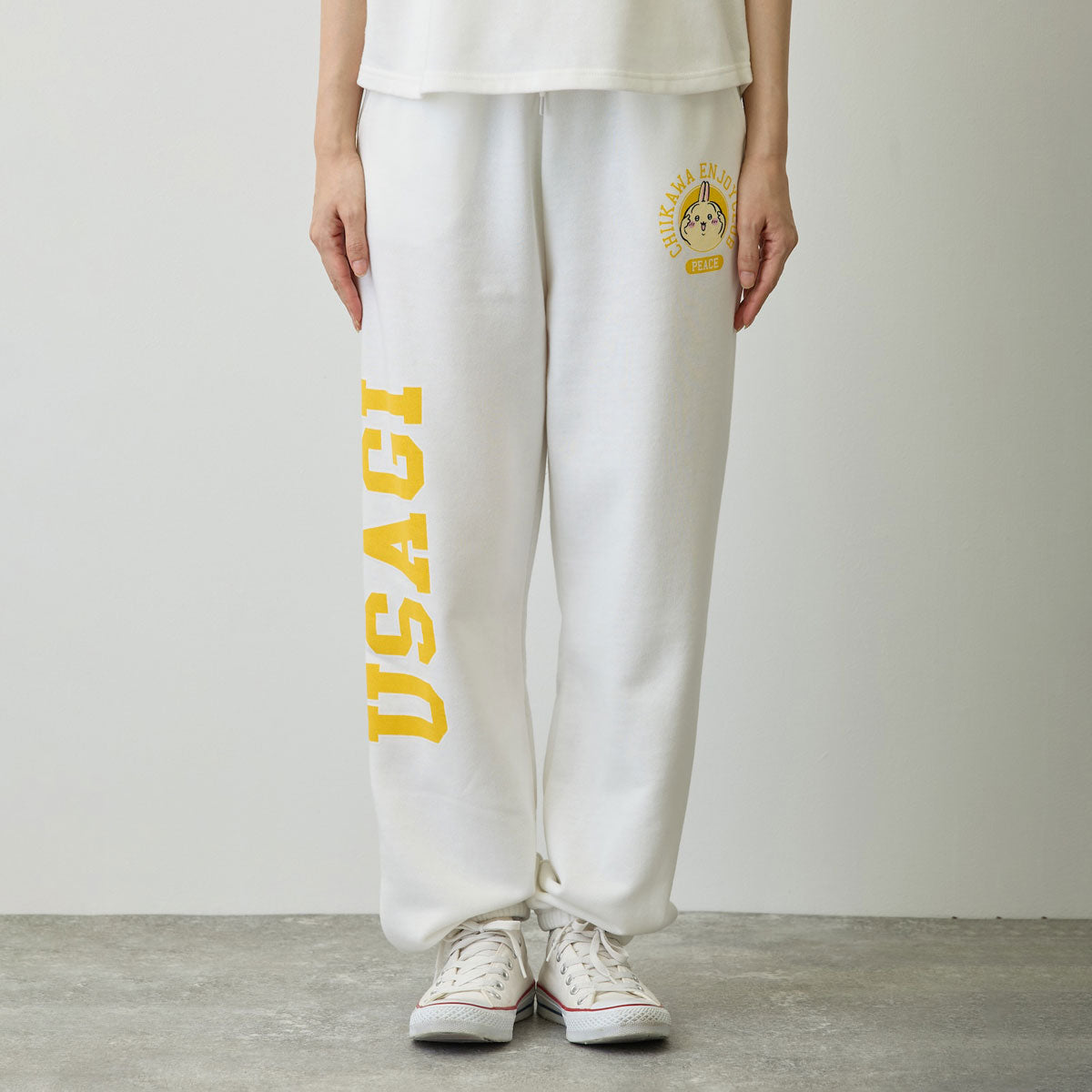 치이카와 스웨트 팬츠 (피스 / 토끼 화이트)