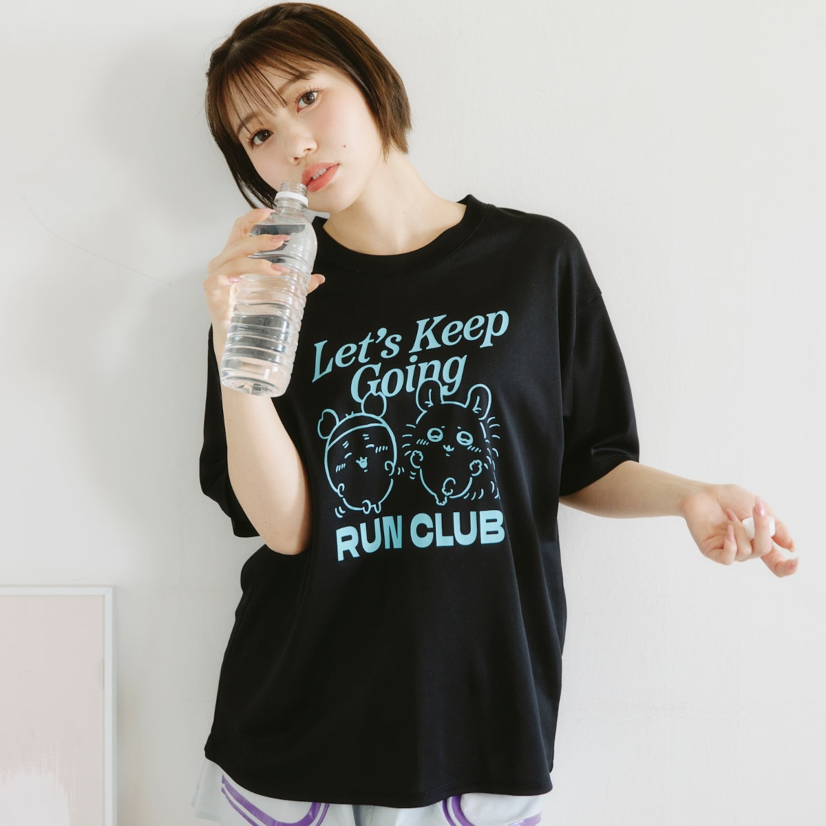 ちいかわ ドライTシャツ RUN モモンガ古本屋 ブラック | ちいかわ