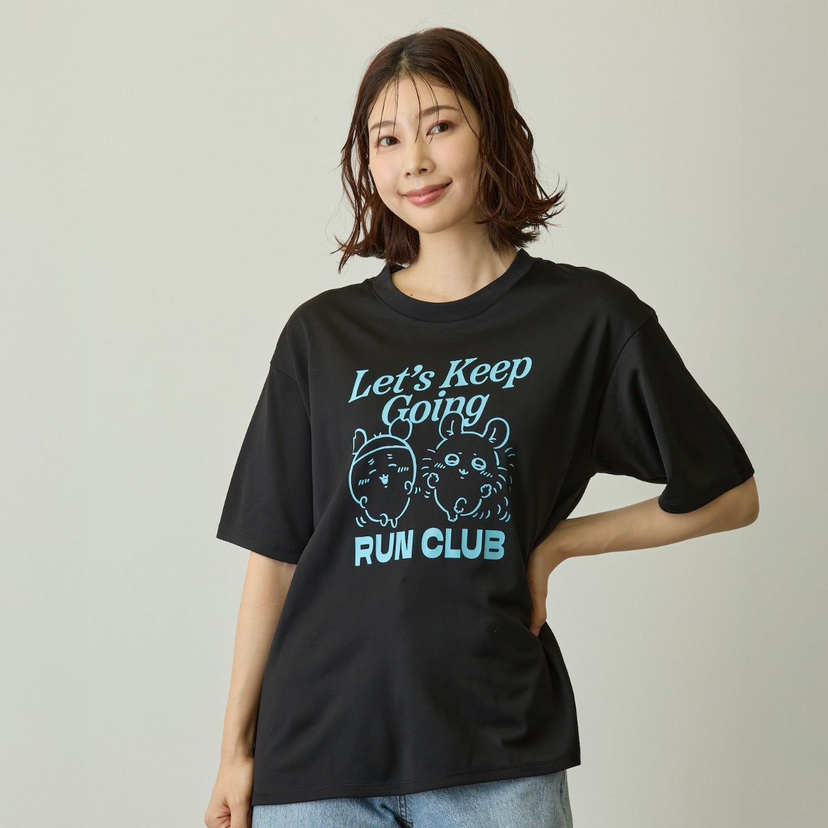 ちいかわ ドライTシャツ RUN モモンガ古本屋 ブラック | ちいかわ