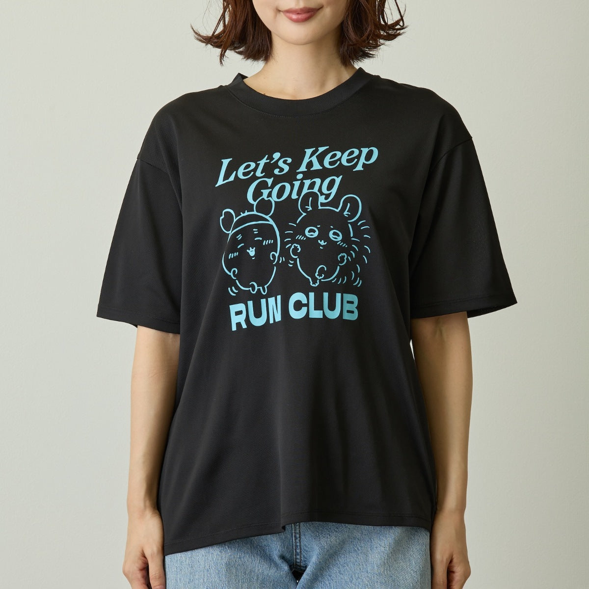 ちいかわ ドライTシャツ RUN モモンガ古本屋 ブラック | ちいかわ