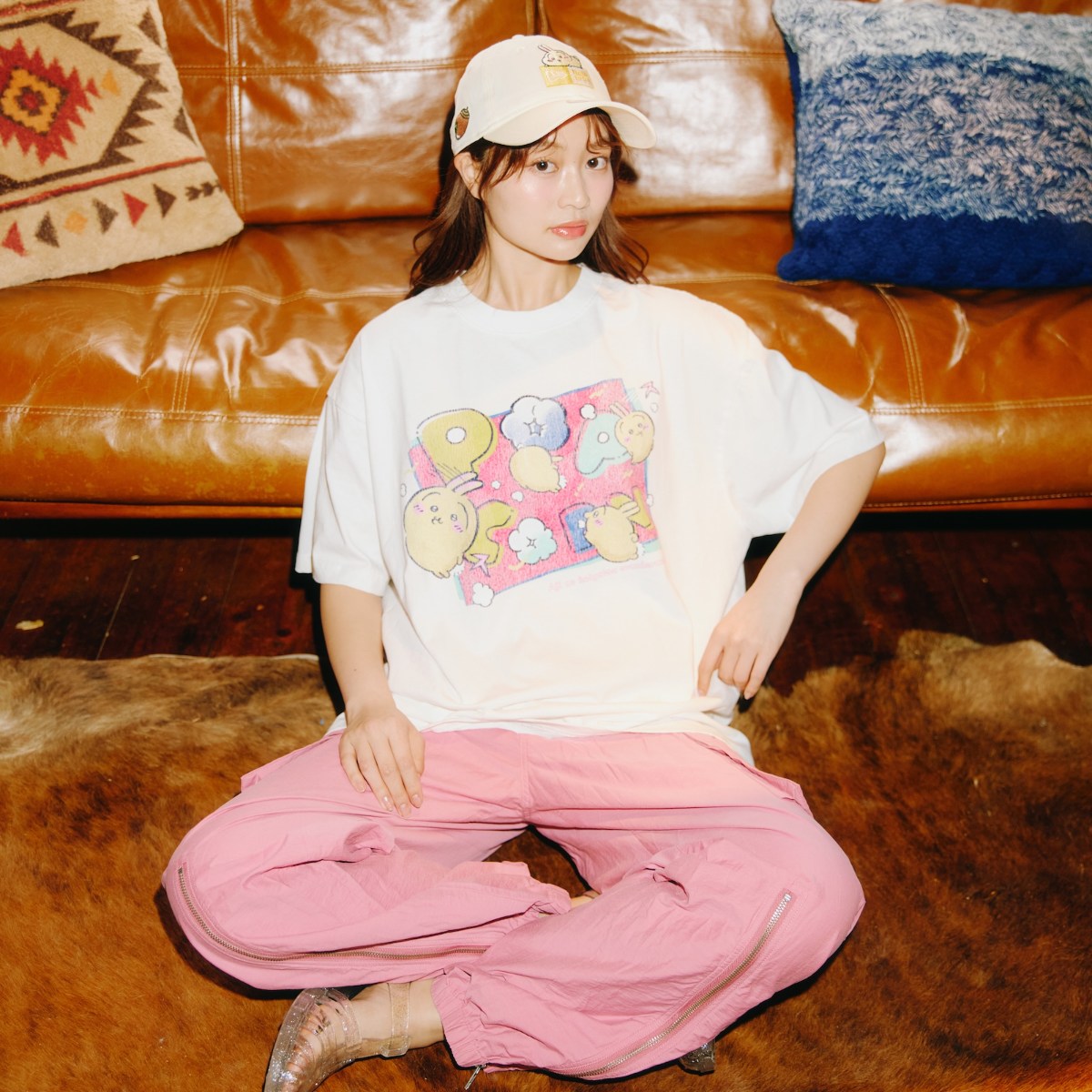 chikuwa★ Chiikawa T-shirt POPCORN (Off-White) | Chiikawa Market Official