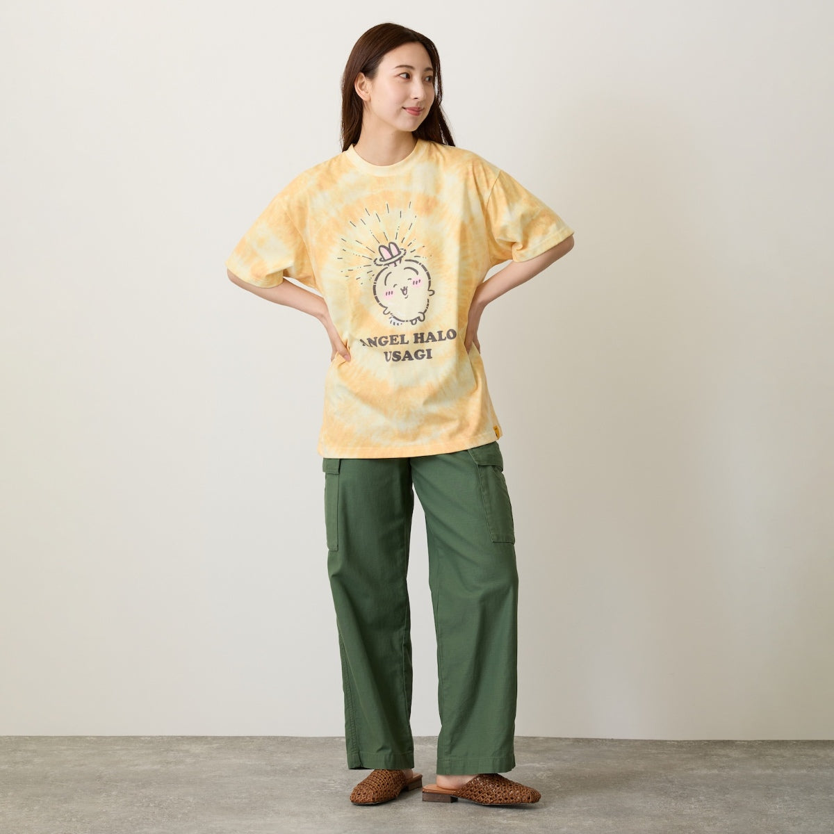 ちいかわ Tシャツ タイダイ 天使の輪 イエロー