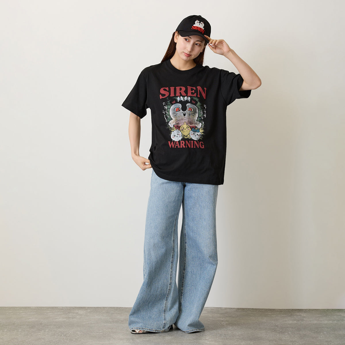 ちいかわ 映画ちいかわ Tシャツ WARNING ブラック | ちいかわ