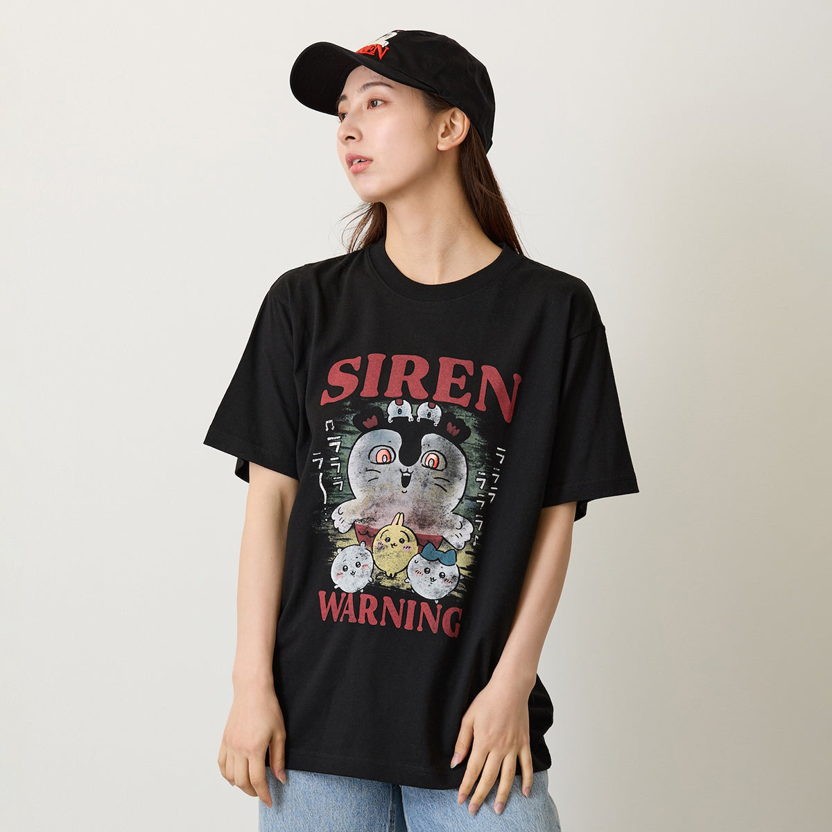 ちいかわ 映画ちいかわ Tシャツ WARNING ブラック | ちいかわ