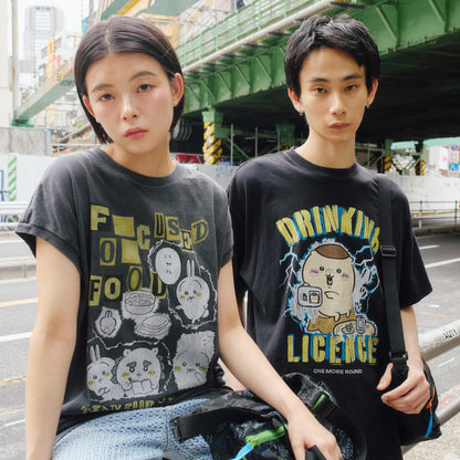 치이카와 T셔츠 DRINKING LICENCE 블랙