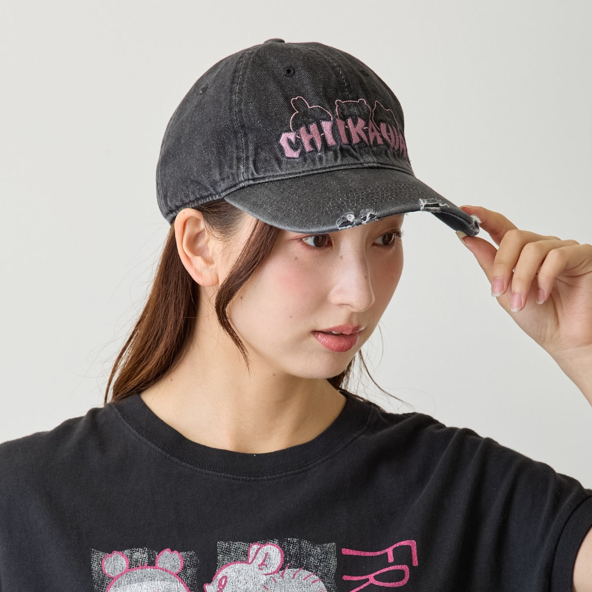 ちいかわ キャップ STAY CUTE STAY PUNK ブラック