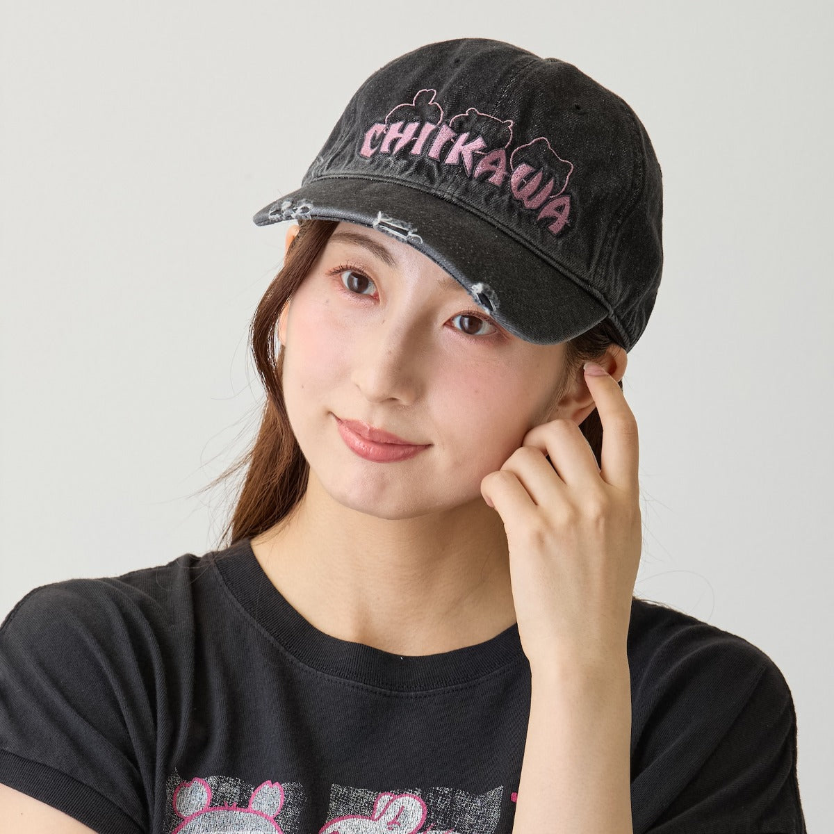 ちいかわ キャップ STAY CUTE STAY PUNK ブラック