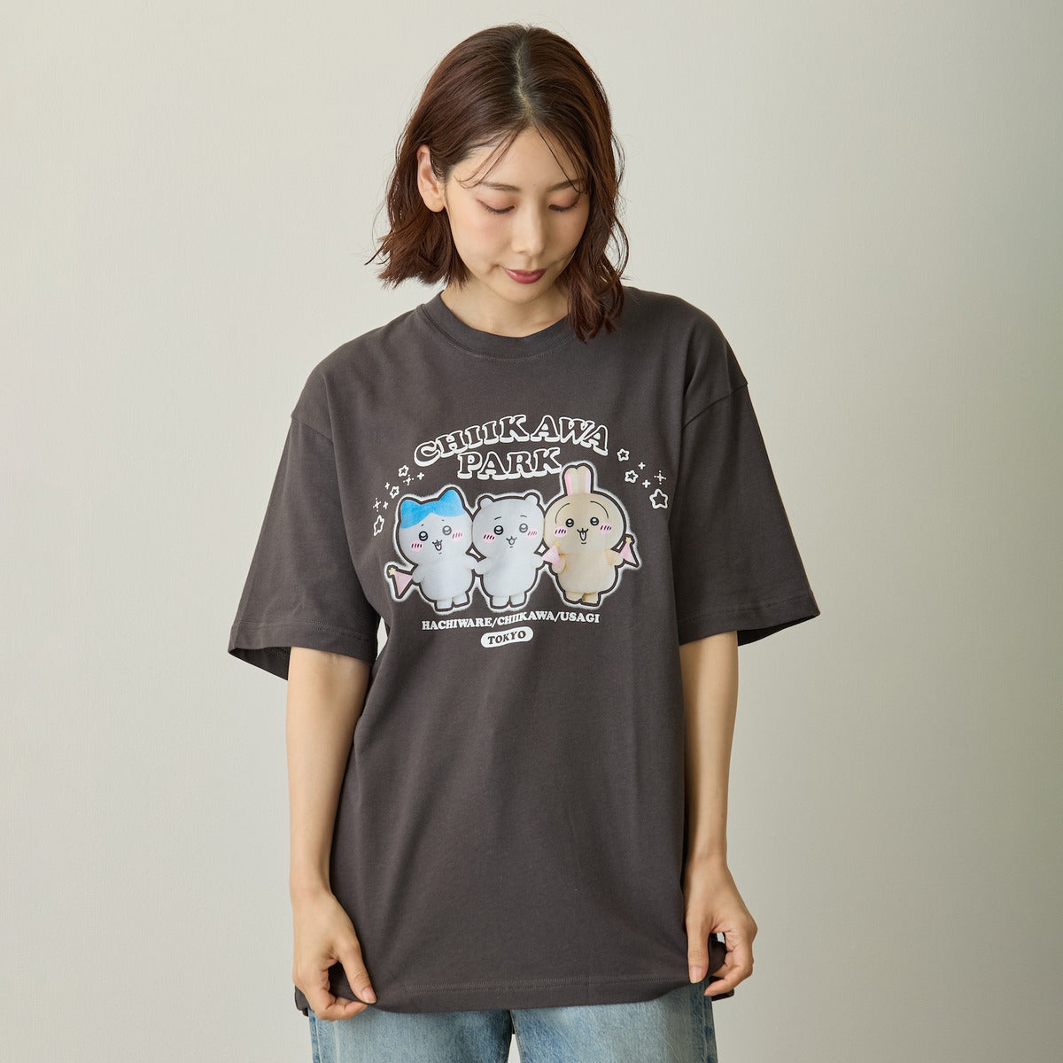 치이카와 치이카와 파크 T셔츠 스페셜 포토 스미/차콜
