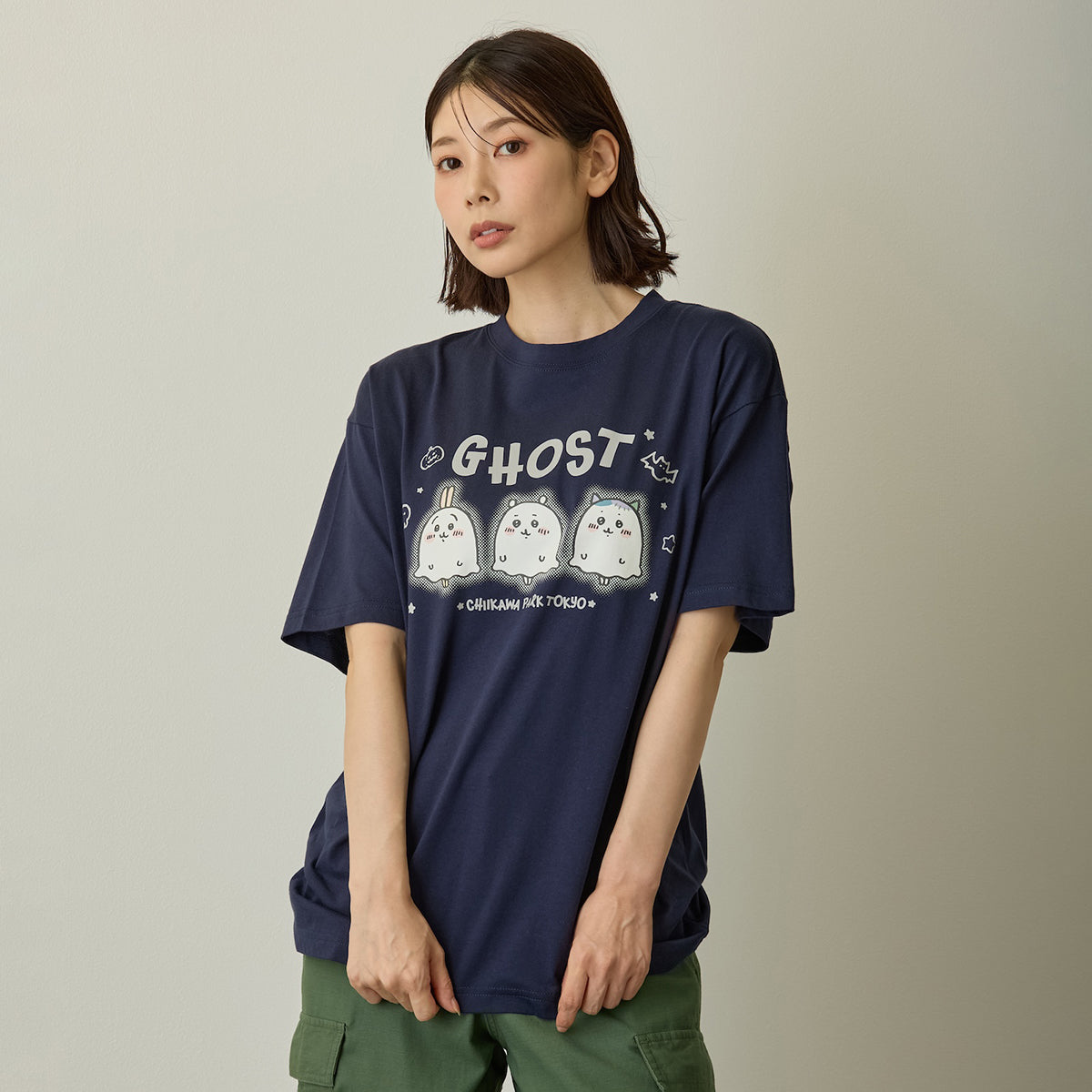 ちいかわ ちいかわパーク Tシャツ 蓄光GHOST ネイビー | ちいかわ