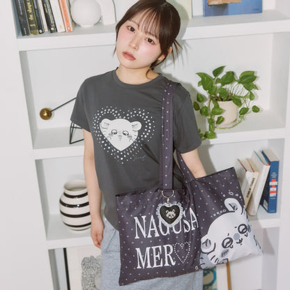 Chiikawa Tote Bag w/Charm NAGUSAMERO (Momonga) Charcoal Black