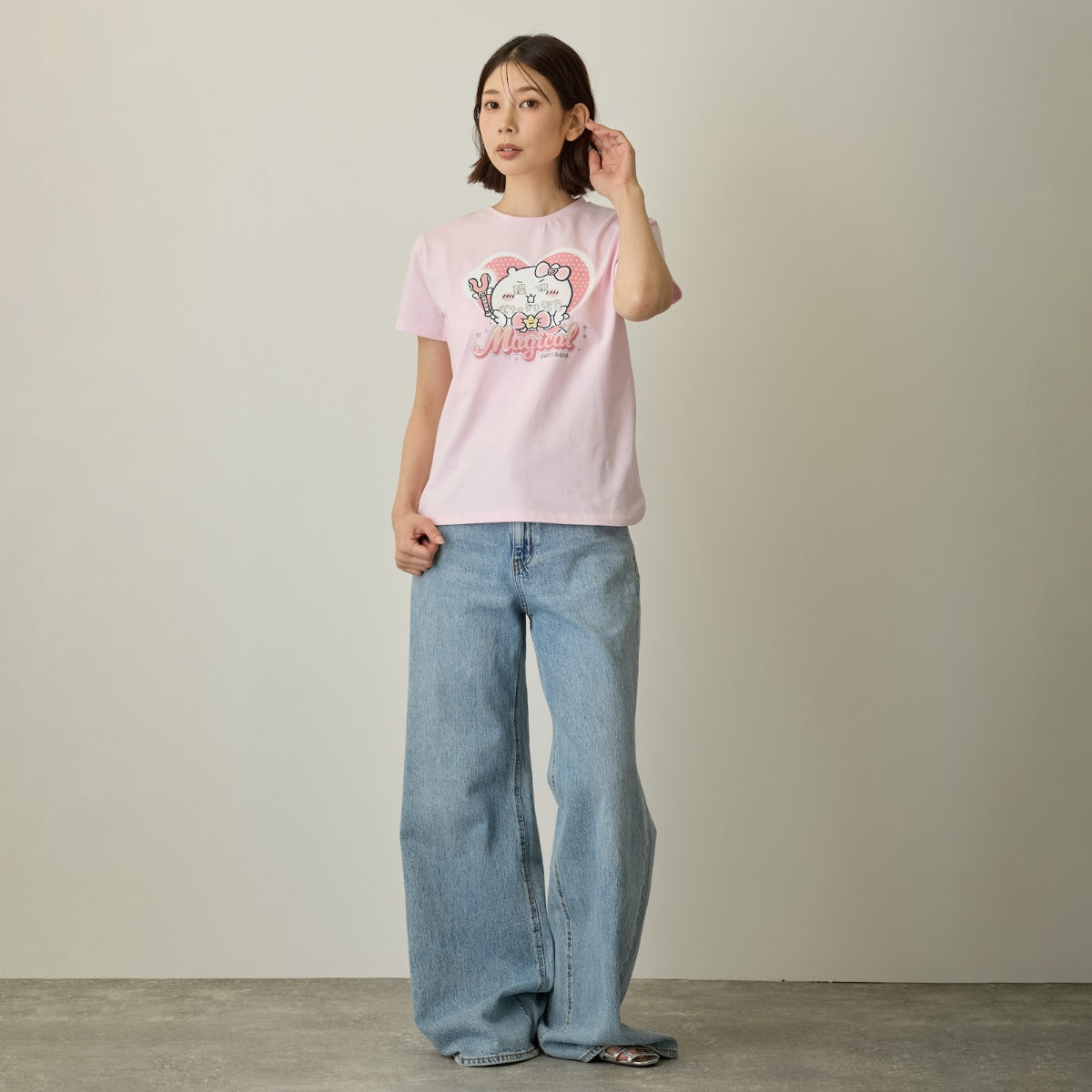ちいかわ まじかるちいかわ Tシャツ ちいかわ提供（キラキラプリント）ピンク