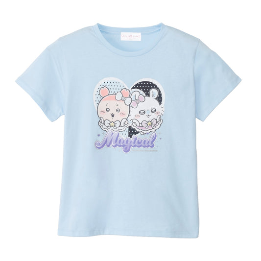Chiikawa Magical Chiikawa T-shirt Momonga & Furuhonya Glitter Print (Saxe Blue)