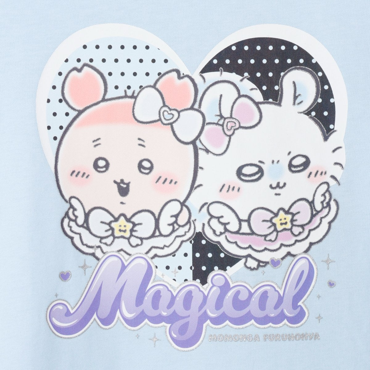 ちいかわ まじかるちいかわ Tシャツ モモンガ＆古本屋（キラキラプリント）サックス