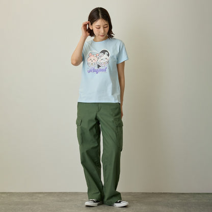 ちいかわ まじかるちいかわ Tシャツ モモンガ＆古本屋（キラキラプリント）サックス