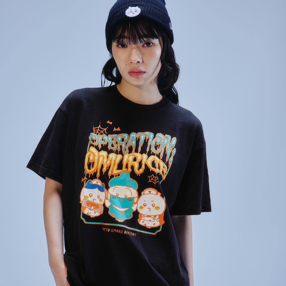 Chiikawa Puff Print T-shirt OPERATION:OMURICE Black
