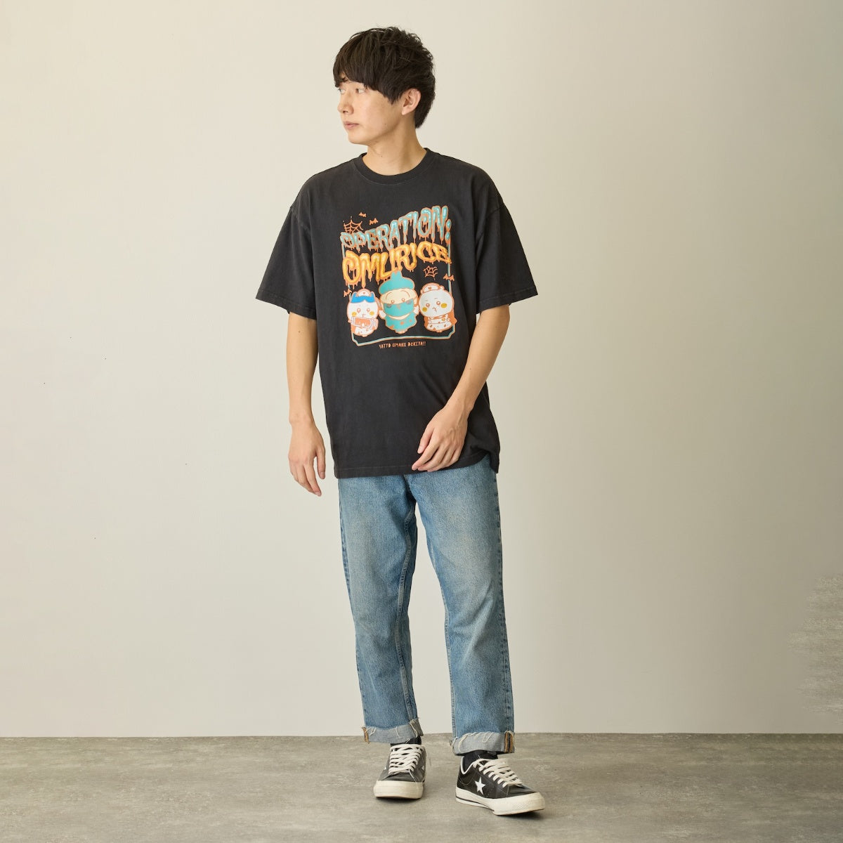 Chiikawa Puff Print T-shirt OPERATION:OMURICE Black