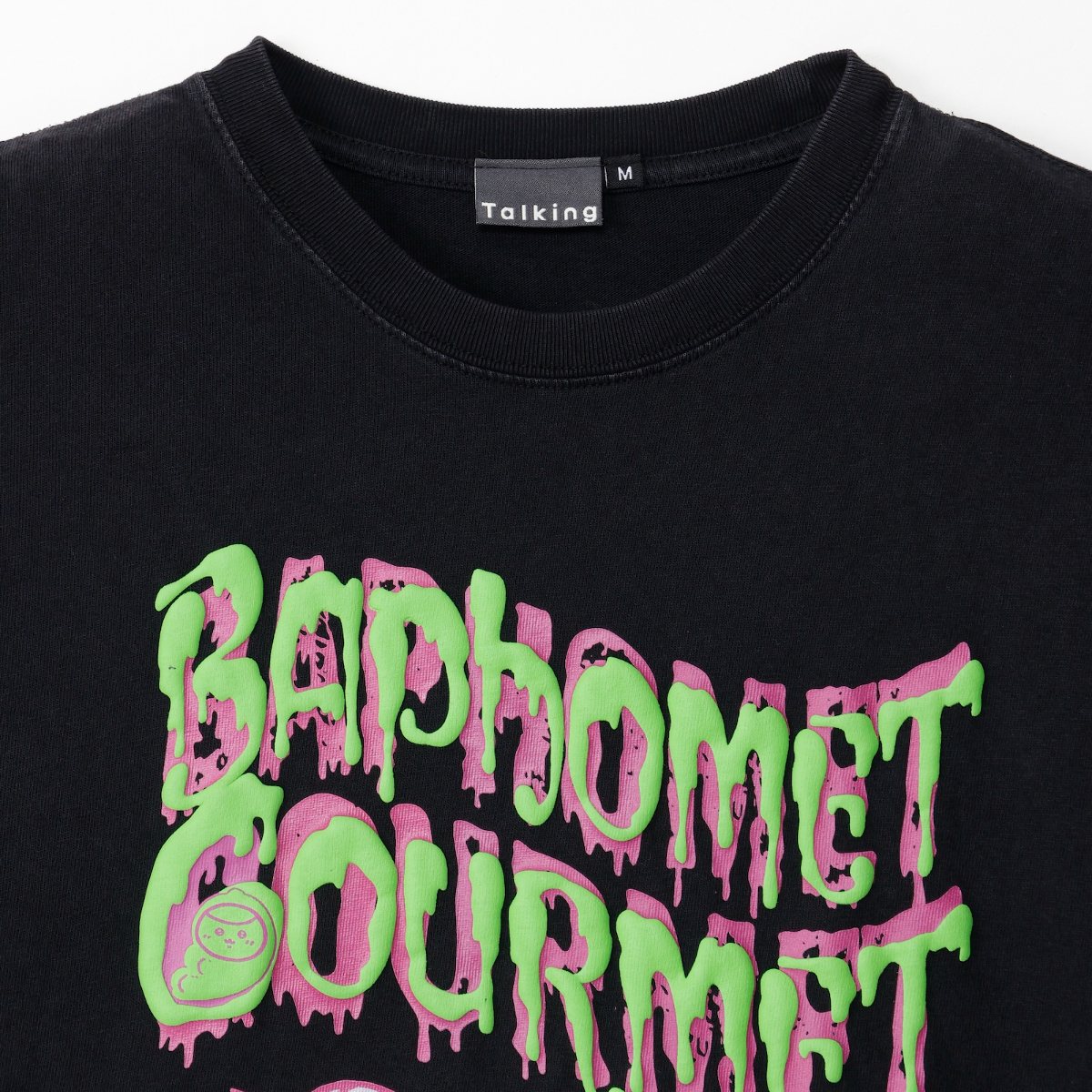 치이카와 발포 프린트 T셔츠 BAPHOMET GOURMET 블랙