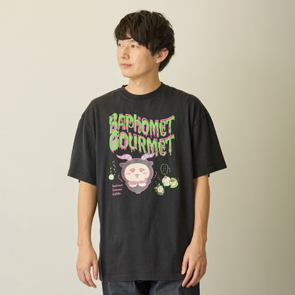 치이카와 발포 프린트 T셔츠 BAPHOMET GOURMET 블랙