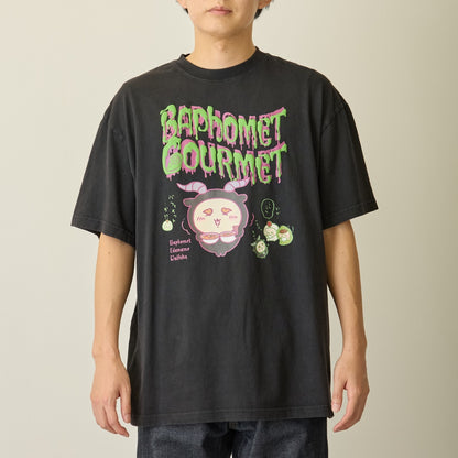 치이카와 발포 프린트 T셔츠 BAPHOMET GOURMET 블랙