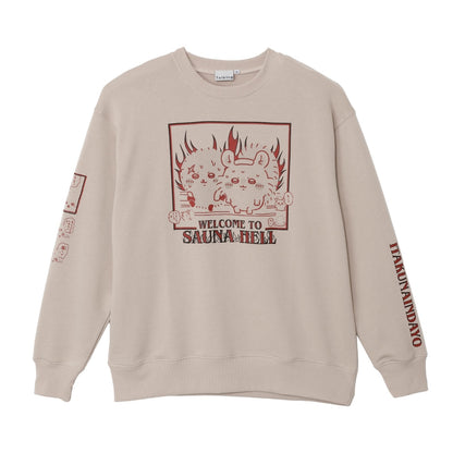 치이카와 스웨트셔츠 WELCOME TO SAUNA HELL 베이지