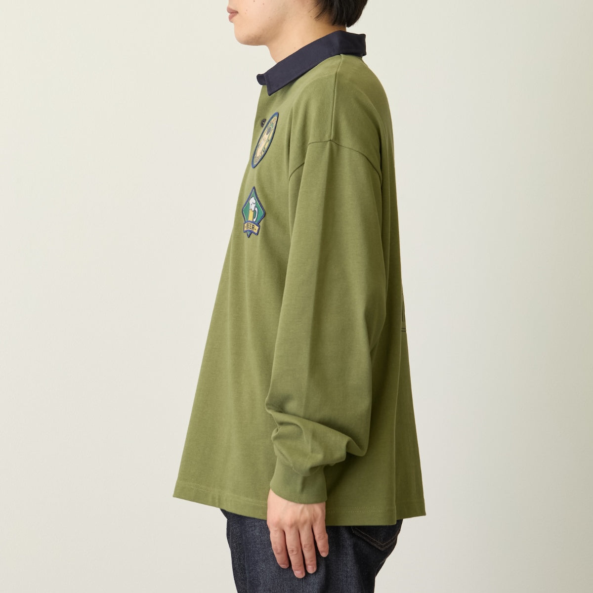 ちいかわ ラガーシャツ くりまんじゅう オリーブ