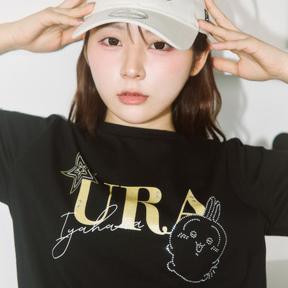 Chiikawa Rhinestone T-shirt DECO (Usagi) Black
