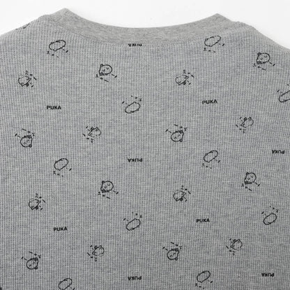 ちいかわ ワッフル長袖Tシャツ プカー グレー