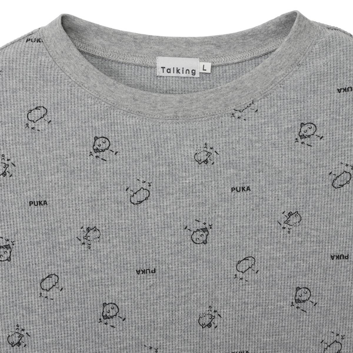 ちいかわ ワッフル長袖Tシャツ プカー グレー